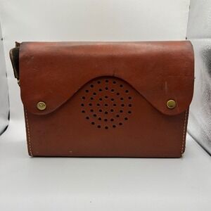 General Electric Tube Radio‎ Vintage Brown Leather Case Portable Transistor